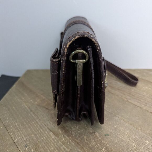 Mancini Vintage brown leather wrist bag purse - Picture 4 of 11